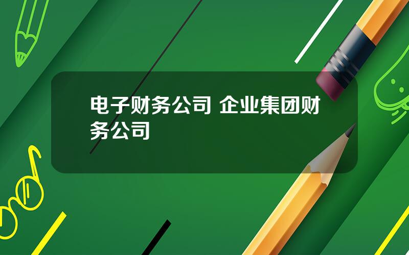 电子财务公司 企业集团财务公司